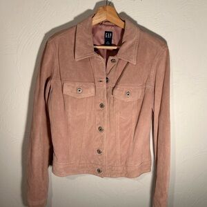 GAP Women's Vintage Y2K Suede Blush Pink Denim Jean Style Jacket